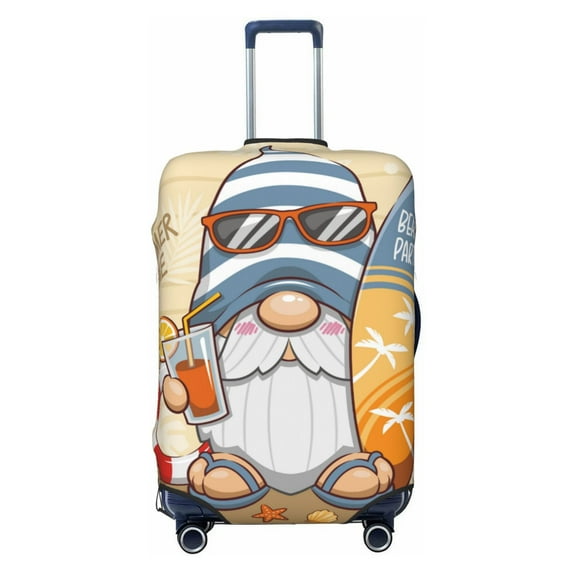 Wukai Hello Summer Cute Gnome Elastic Luggage Cover: Personalized Protection for Your Suitcase - Fits 19~29-inch, Washable & Durable Travel Companion-X-Large