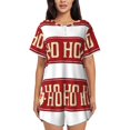 thumbnail image 1 of "Wukai Ho Ho Ho Women's Pajama Set - Short-Sleeve Top and Shorts with Elastic Waistband and Pockets for Loungewear, Yoga, and Casual Wear-3X-Large, 1 of 8