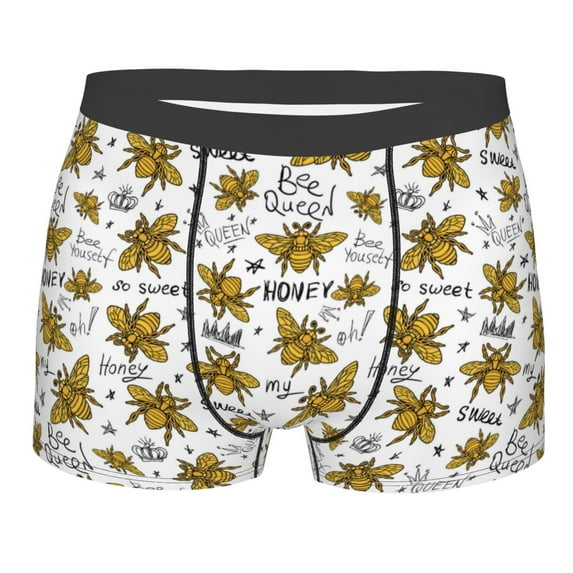 Wukai Hohey Bee Golden2 Print Men’s Underwear Breathable Boxer Briefs, Moisture Wicking & Breathable-X-Large