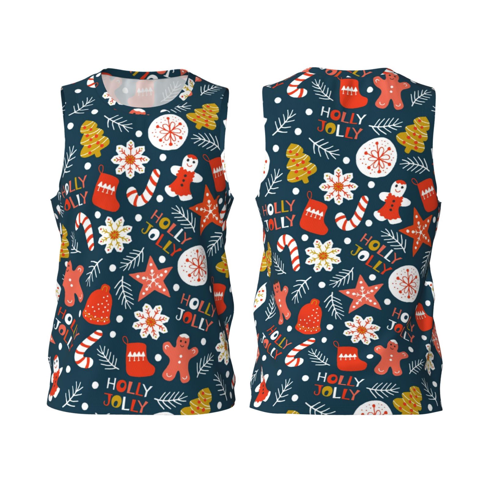 Wukai Holiday Christmas Cookies Men’s Basketball JerseySmall