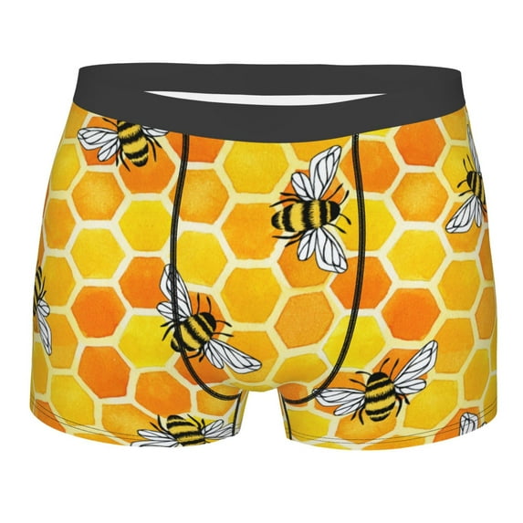 Wukai Honeycombs Print Men’s Underwear Breathable Boxer Briefs, Moisture Wicking & Breathable-Small