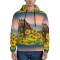 thumbnail image 1 of Wukai Horse Sunflowers Print Men Hoodies Fleece Sweatshirts Long Sleeve Sweaters Pullover Fall Outfits Winter Clothes-3X-Large, 1 of 7