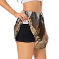 thumbnail image 1 of Wukai Horses running Print Women' double-layer Shorts for Athletic Gym Running Shorts with Phone Pockets-Large, 1 of 7