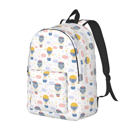Wukai Hot Air Balloon Durable Canvas Laptop Backpack,Adjustable Shoulder Straps,Water-Resistant,Large Capacity,Stylish Design, Fits 15-17in Laptops,Unisex for School,Office,Travel-Small