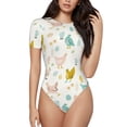 thumbnail image 1 of Naloa Chicken Women's Short-Sleeved Onesie, One-Piece Swimsuit for Parties, dates, clubs - Large, 1 of 9