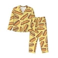 thumbnail image 1 of Wukai Hot Dogs Print Women's Pajama Set - Soft Long Sleeve Sleepwear for Comfort and Style-Small, 1 of 9