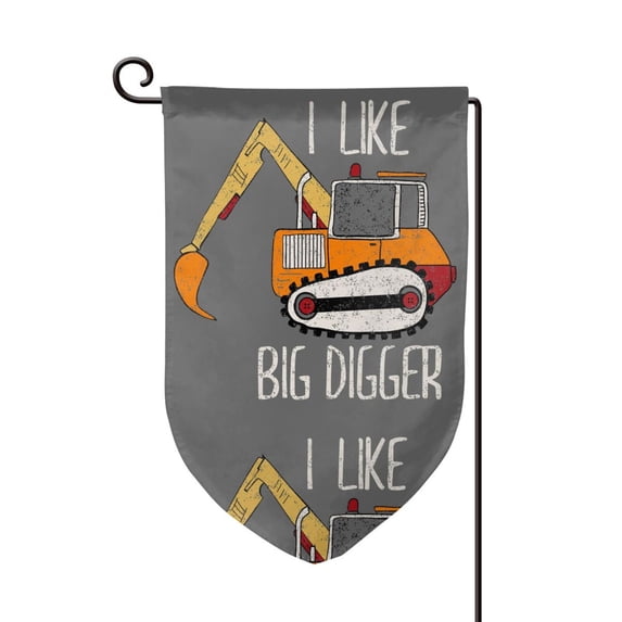 Wukai I Like Big Digger Print Garden Flag 12.5x18 Inch Double Sided Sun-resistant Rain-resistant, Wrinkle-resistant Colorfast(Only Flag)