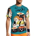 thumbnail image 1 of Wukai I Love Sushi Print Men's Short-Sleeved Mesh T-Shirt,Quick-Dry Short Sleeve Workout T-Shirt-5X-Large, 1 of 8