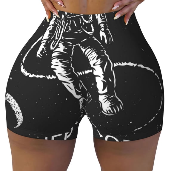 Wukai I Need More Space Print Pack Biker Shorts for Women Yoga Workout Gym Running Scrunch Active Shorts-Small