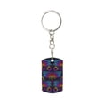 thumbnail image 1 of Wukai Indian Mandalas Dragonfly Print Rectangular Metal Keychain: Sleek and Durable Key Ring for Securely Holding Keys Perfect for Everyday Use, 1 of 5