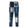 thumbnail image 1 of Wukai Indigo Patchwork Quilt Print Teenagers' Pajama Pant Sleep Pajama Lounge Pant PJ Bottoms with Pockets and Button Fly(Available in Big & Tall)-XS(5-6), 1 of 6