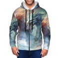 thumbnail image 1 of Wukai Ink Style Wave Dragon Print Men's Zip-Up Hoodie,Fleece Full-Zip Hoodie for Men, Hooded Sweatshirt-XX-Large, 1 of 5