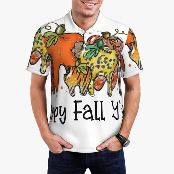 Wukai It'S Fall Y'All Men’s Polo Shirts Sleeve,Camisas Polo Para Hombre,True Classic Tees Men-X-Large
