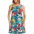 thumbnail image 1 of Wukai Japanese Koi Print Women's Sleeveless Dress, Loose Fit Casual Dress for Women, Comfortable Sleeveless Summer Dress, 1 of 7