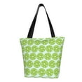 thumbnail image 1 of Vsdgher Green Lemon Slices print Reusable Shopping Grocery Bags for Women Shopping with Pouch Foldable Pouch Lightweight Polyester Fabric, 1 of 1