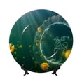 thumbnail image 1 of Wukai Jelly Fish Print Decorative Plate for Display,Bone China Decorative Plate, Ceramic Dinner Plate with Stand, Vertical Ceramic Plate-8in, 1 of 6
