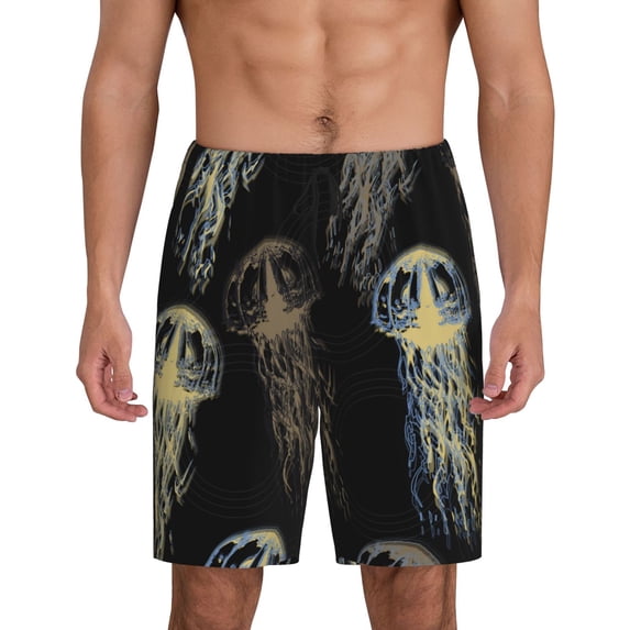 Wukai Jellyfish Men’s Short Pajama Pants With Pockets Soft Sleep Pj Shorts for Men-Large