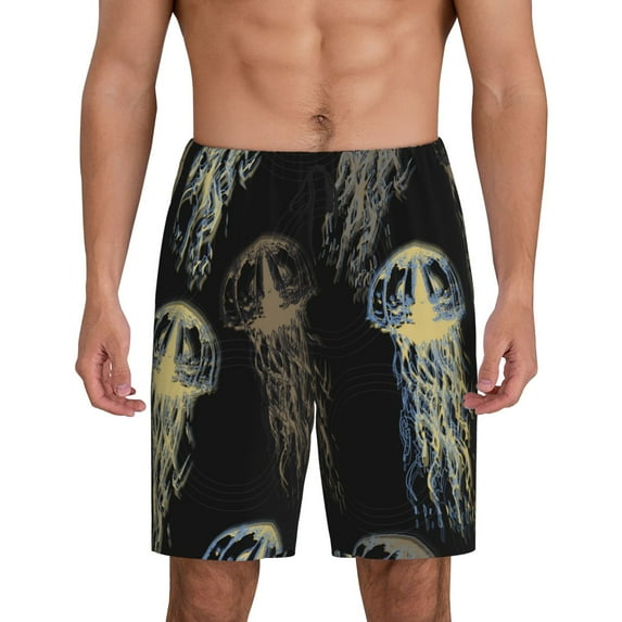 Wukai Jellyfish Men’s Short Pajama Pants With Pockets Soft Sleep Pj Shorts for Men-