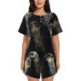 thumbnail image 1 of Wukai Jellyfish Women's Pajama Set,Short-Sleeve Top and Shorts with Elastic Waistband and Pockets for Loungewear, Yoga, and Casual Wear-Large, 1 of 8