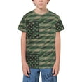 thumbnail image 1 of Wukai Jungle Green Camo USA Flag Youth Unisex Short Sleeve T-Shirt for Boys, Girls, Teens, and Kids-X-Small, 1 of 7