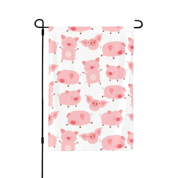 Wukai Kawaii Pigs Garden Flags Double Sided Welcome Garden Yard House Flags Outside Outdoor House (Only Flag)