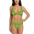 thumbnail image 1 of Wukai Kiwi Fruits Summer Women's Bikini Set Two Piece,wimsuit High Waisted V Neck Twist Front Adjustable Spaghetti Straps Bathing Suit-Small, 1 of 7