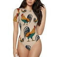 thumbnail image 1 of Naloa Rooster Women's Short-Sleeved Onesie, One-Piece Swimsuit for Parties, dates, clubs - Large, 1 of 9