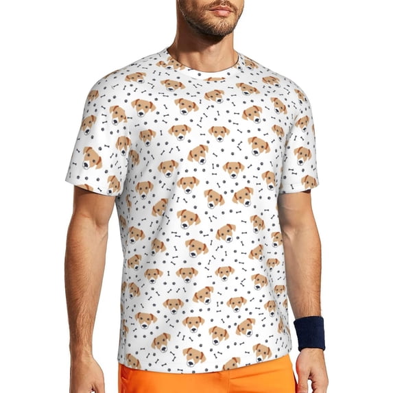 Wukai Labrador Retriever Dog Print Men's Short-Sleeved Mesh T-Shirt,Quick-Dry Short Sleeve Workout T-Shirt-