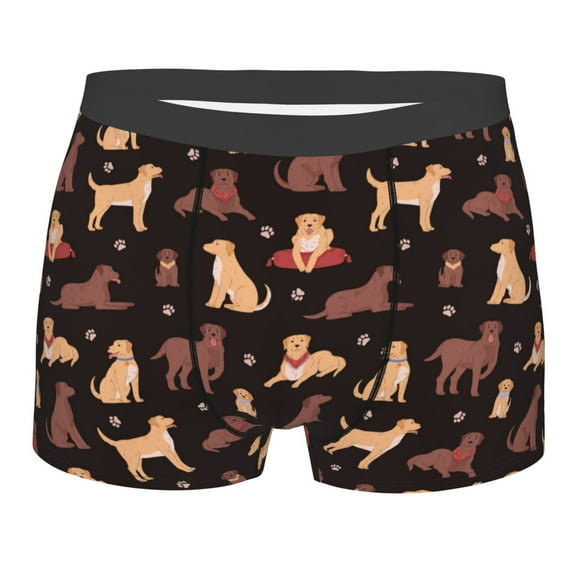 Wukai Labrador Retriever Dog Print Men’s Underwear Breathable Boxer Briefs, Moisture Wicking & Breathable-Medium