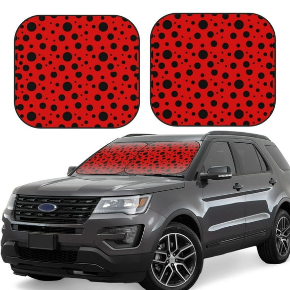 Wukai Ladybug Pattern Print Windshield Sun Shade, Car Front Window Shades Sunshade Cover Sun Visor Shield Block Automotive Interior Protector Blocks UV Rays-Small