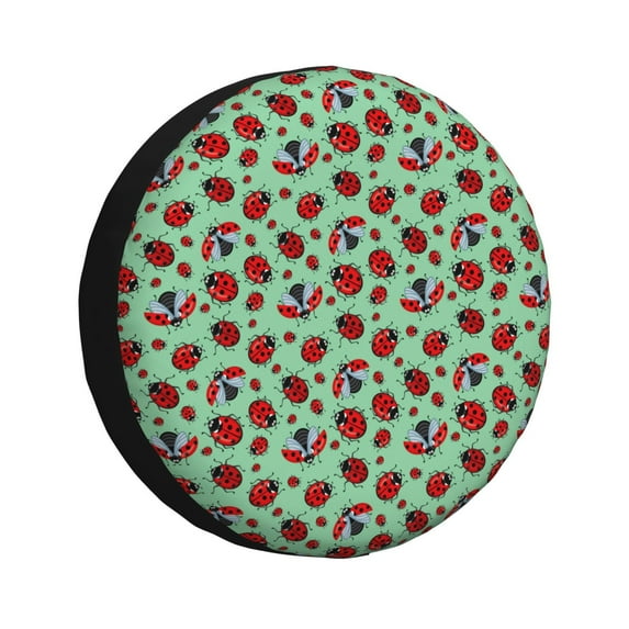 Wukai Ladybugs 3 Print Spare Tire Cover for RV Trailer,Waterproof PVC Faux Leather Wheel Cover Fit for Truck,Trailer,RV,SUV,Camper and Most Vehicle-17 inch