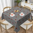 thumbnail image 1 of Wukai Ladybugs on Black and White Striped Waterproof Tablecloth for Kitchen Dining, Fits Square Tables for 2-4 Seats -60"x60", 1 of 7
