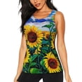 thumbnail image 1 of Wukai Landscape With Sunflowers Print &nbsp;Women's Workout Tank Top Mesh Yoga Shirts Athletic Running Tank Tops Athletic Gym Shirts - XX-Large, 1 of 8