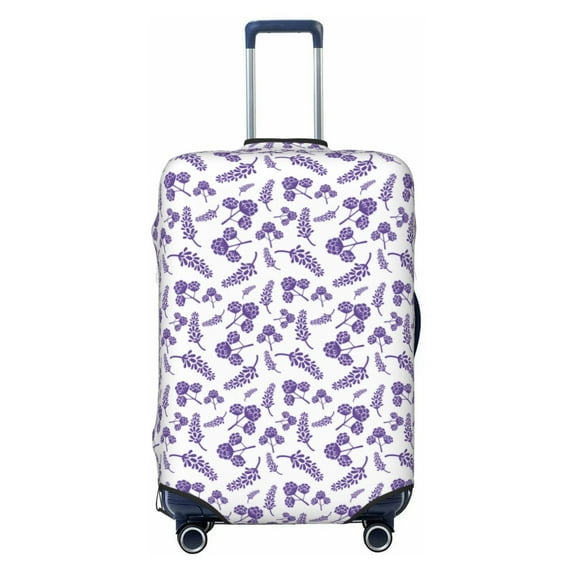 Wukai Lavender Flowers Elastic Luggage Cover: Personalized Protection for Your Suitcase - Fits 19~29-inch, Washable & Durable Travel Companion-Medium