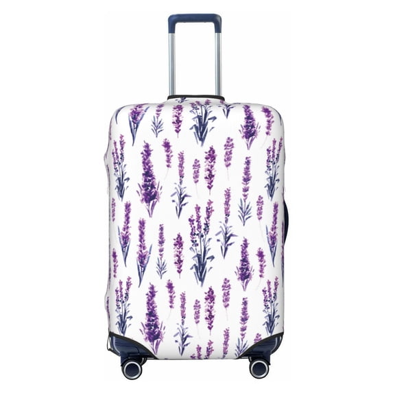 Wukai Lavender Flowers Elastic Luggage Cover: Personalized Protection for Your Suitcase - Fits 19~29-inch, Washable & Durable Travel Companion-Medium