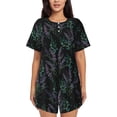 thumbnail image 1 of Wukai Lavender Flowers Print Women's Pajama Set - Short-Sleeve Top and Shorts with Elastic Waistband and Pockets for Loungewear, Yoga, and Casual Wear-4X-Large, 1 of 8