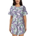 thumbnail image 1 of Wukai Lavender Flowers Women's Pajama Set,Short-Sleeve Top and Shorts with Elastic Waistband and Pockets for Loungewear, Yoga, and Casual Wear-3X-Large, 1 of 8