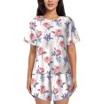 thumbnail image 1 of Wukai Lavender Flowers Women's Pajama Set,Short-Sleeve Top and Shorts with Elastic Waistband and Pockets for Loungewear, Yoga, and Casual Wear-Small, 1 of 8
