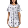 thumbnail image 1 of "Wukai Lavender Flowers Women's Pajama Set - Short-Sleeve Top and Shorts with Elastic Waistband and Pockets for Loungewear, Yoga, and Casual Wear-X-Large, 1 of 8