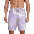 thumbnail image 1 of Wukai Lavender Glitter Foil Stripes Men’s Short Pajama Pants With Pockets Soft Sleep Pj Shorts for Men-3X-Large, 1 of 6