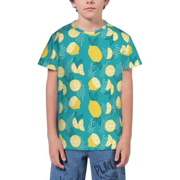 Wukai Lemon Blue Youth Unisex Short Sleeve T-Shirt for Boys, Girls, Teens, and Kids-X-Small