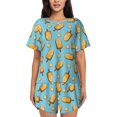 thumbnail image 1 of Wukai Lemon Ice Cream Women's Pajama Set,Short-Sleeve Top and Shorts with Elastic Waistband and Pockets for Loungewear, Yoga, and Casual Wear-Small, 1 of 8