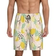 thumbnail image 1 of Wukai Lemon Leaves Men’s Short Pajama Pants With Pockets Soft Sleep Pj Shorts for Men-Small, 1 of 6