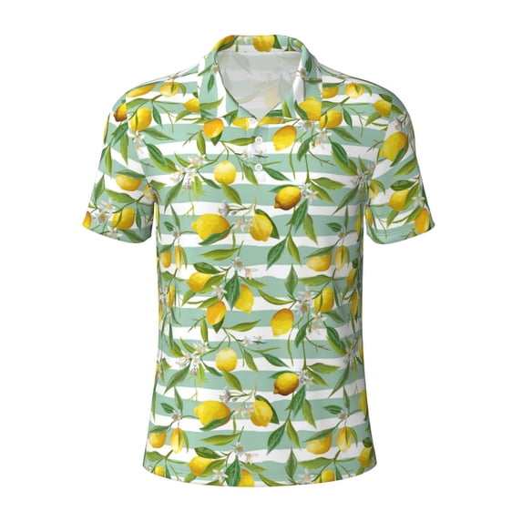 Wukai Lemon Men’s Polo Shirts,Quick-Dry Athletic Shirt,Classic Fit Shirts-3X-Large