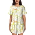 thumbnail image 1 of Wukai Lemon Potatoes Women's Pajama Set,Short-Sleeve Top and Shorts with Elastic Waistband and Pockets for Loungewear, Yoga, and Casual Wear-4X-Large, 1 of 8