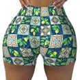 thumbnail image 1 of Wukai Lemon and Leaves Print Pack Biker Shorts for Women Yoga Workout Gym Running Scrunch Active Shorts-Small, 1 of 8
