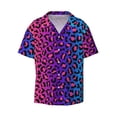 thumbnail image 1 of Wukai Leopard Neon Rainbow Gradient Men's Casual Short-Sleeve Button Down Shirt - Lightweight Summer Dress Shirt for Daily Wear-X-Large, 1 of 7