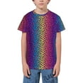 thumbnail image 1 of Wukai Leopard Neon Rainbow Gradient Youth Unisex Short Sleeve T-Shirt for Boys, Girls, Teens, and Kids-X-Small, 1 of 7