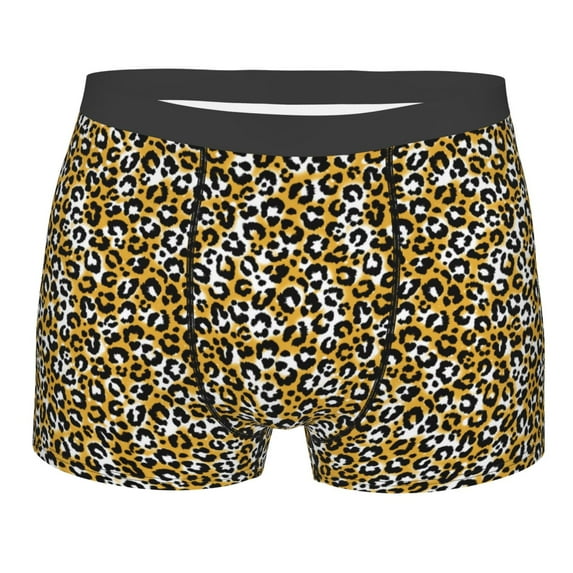Wukai Leopard Print Men’s Underwear Breathable Boxer Briefs, Moisture Wicking & Breathable-Medium