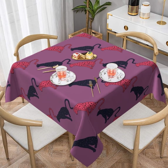 Wukai Leopard Print Waterproof Tablecloth for Kitchen Dining, Fits Square Tables for 2-4 Seats -54"x54"